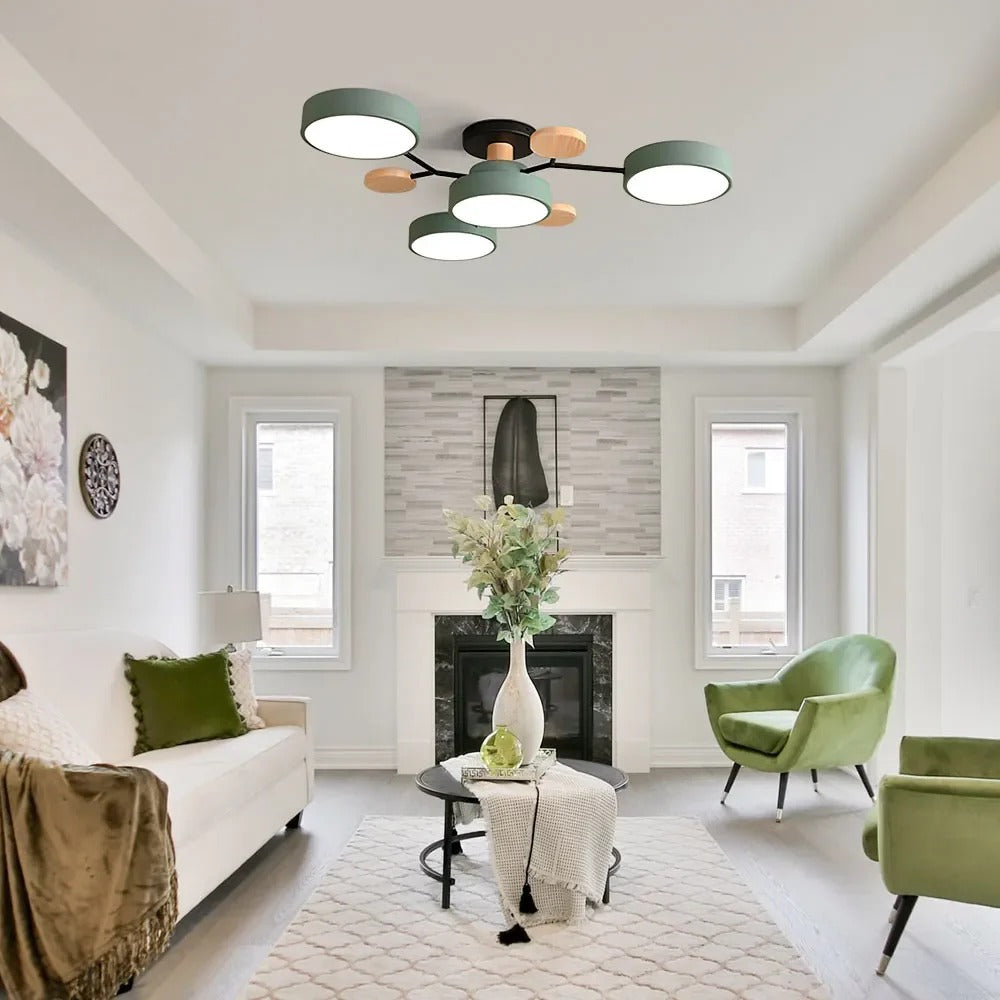 Semi Flush Chandelier Ceiling Light Round Iron LED Dining Room Chandelier to 6720 Lumens