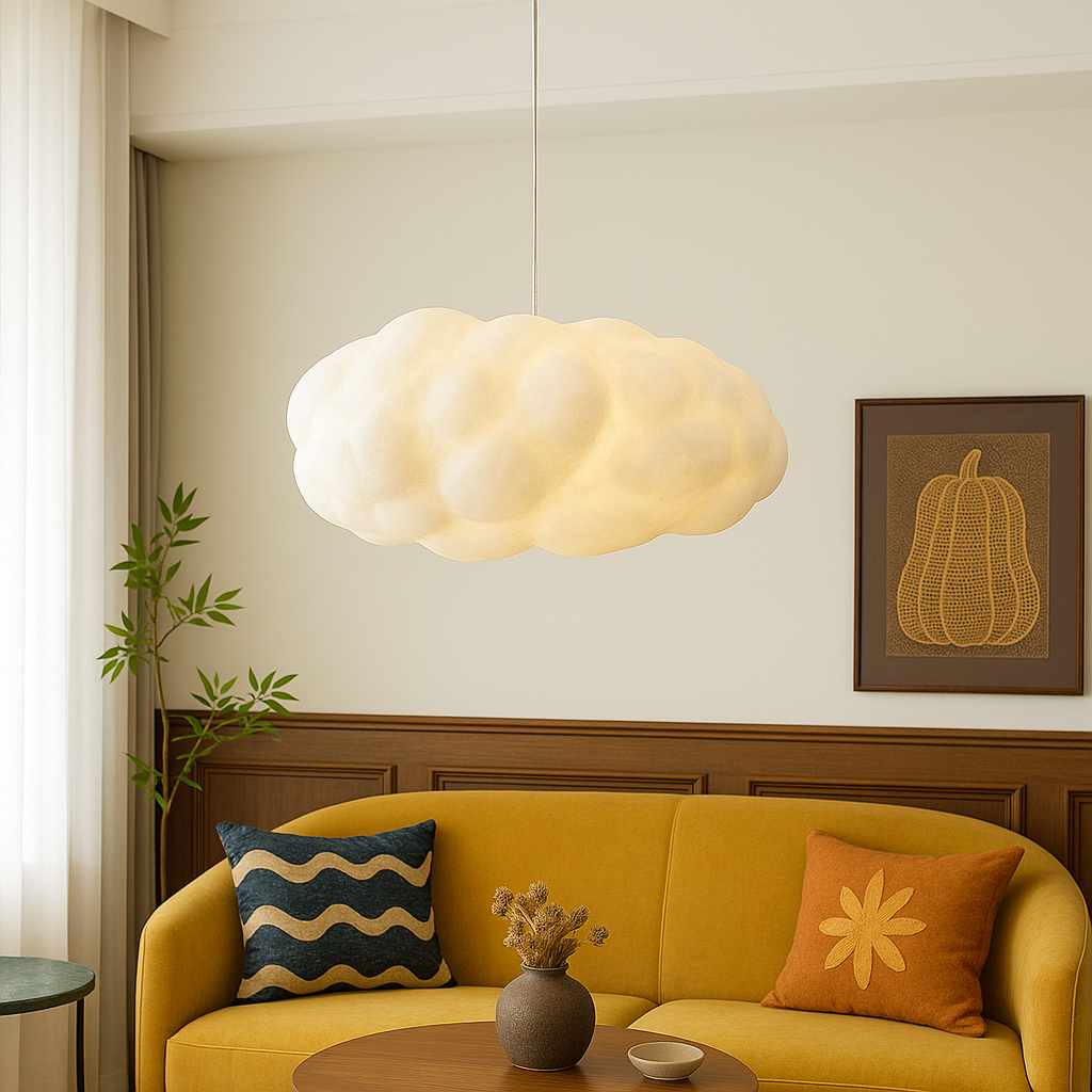 Pendant Light Cloud Shaped Hanging Lamp with E27 Base in Six Sizes from 30 to 80 cm