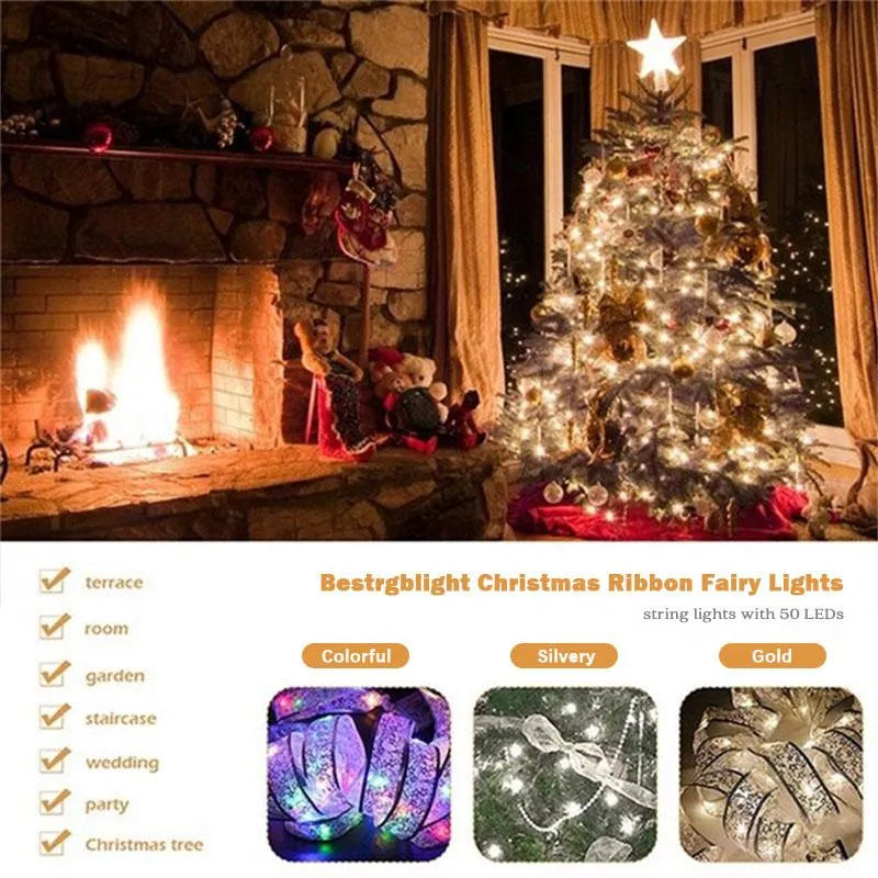 Christmas Lights Fairy Ribbon with 40 LEDs on Bendable Copper Wire