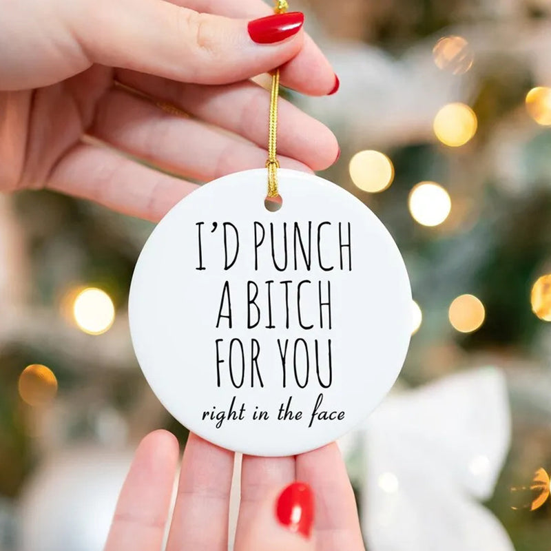 Christmas Decorations Engraved Metal Message Ornament in Silver Finish