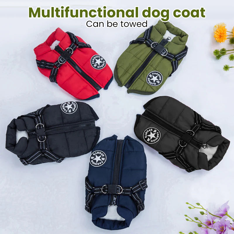 Waterproof Jacket for Dogs Insulated with Reflective Harness Function