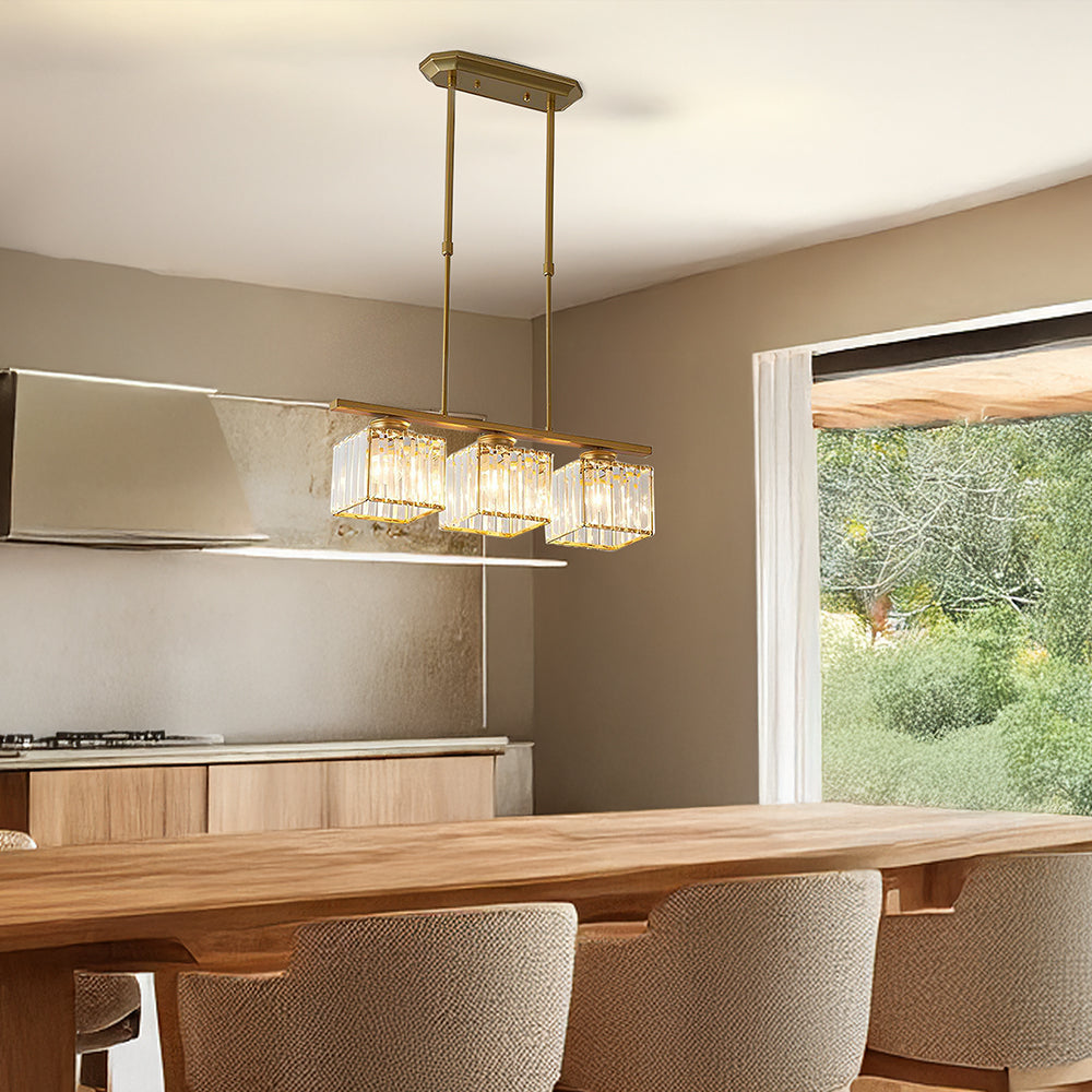 Pendant Light Multi Head Glass Island Light with Three or Four Lamps and E27 Base
