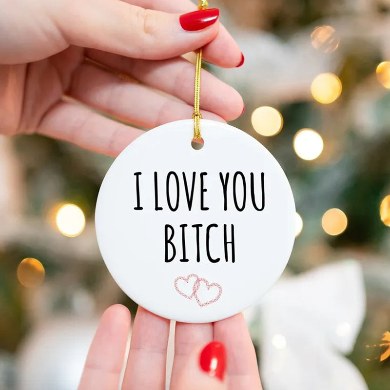 Christmas Decorations Engraved Metal Message Ornament in Silver Finish
