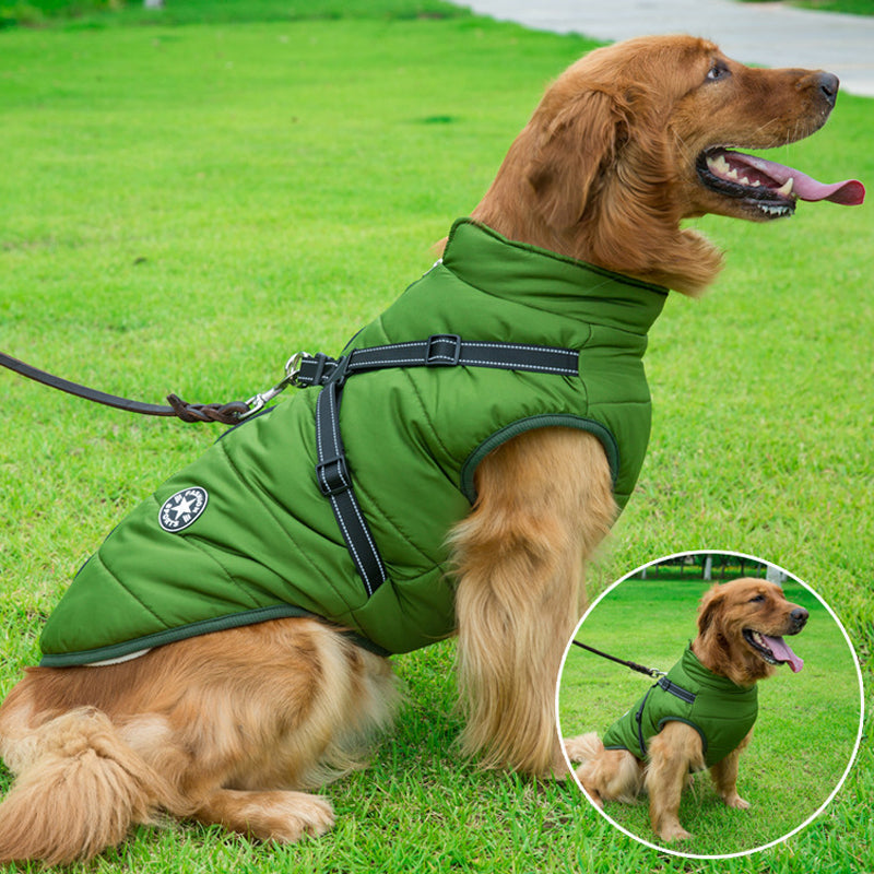 Waterproof Jacket for Dogs Insulated with Reflective Harness Function