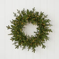 Christmas Wreath 24 Inch Pine with 150 Warm White LEDs and 375 Tips for Outdoor Use