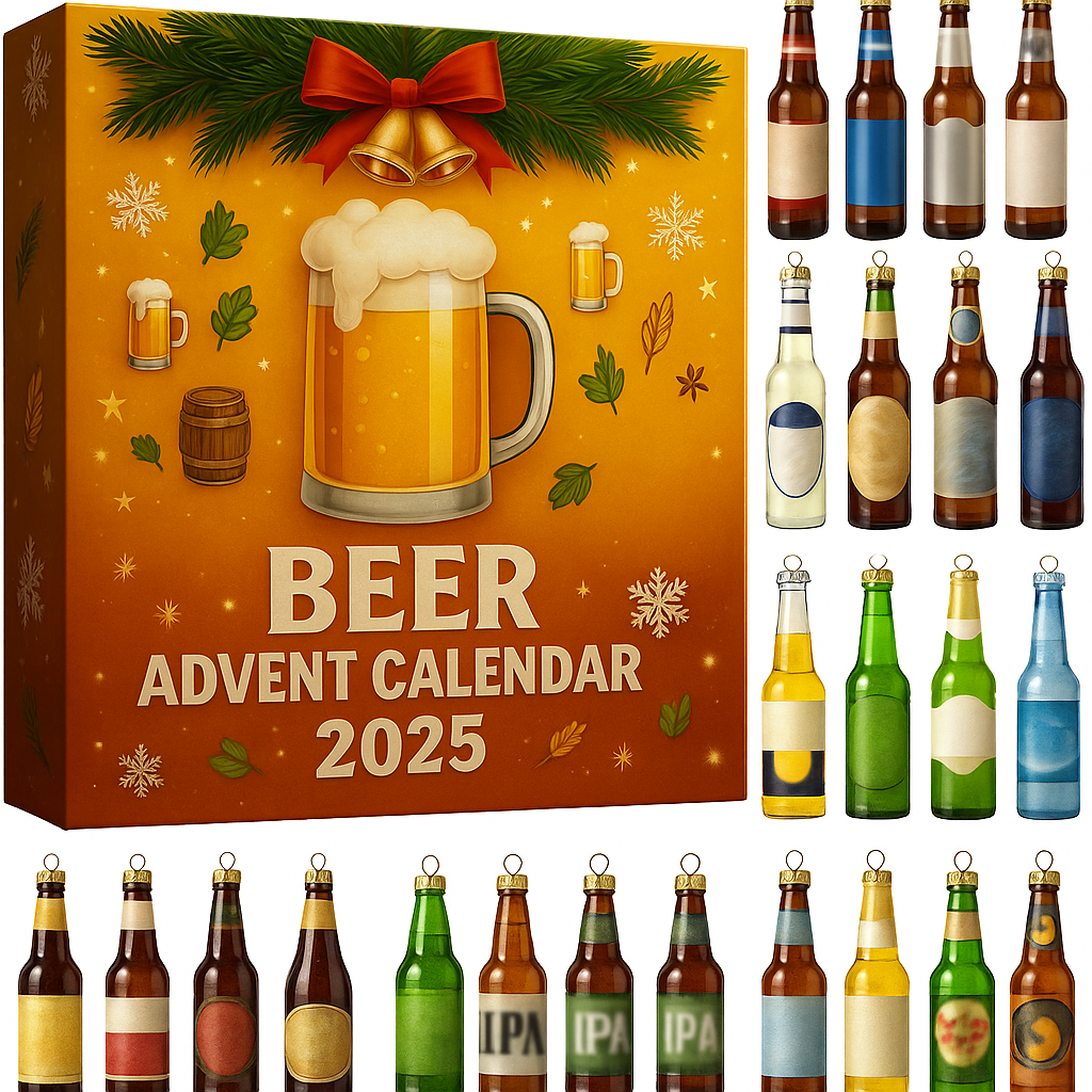 Advent Calendar with 24 Miniature Bottle Ornaments in Resin for the Tree