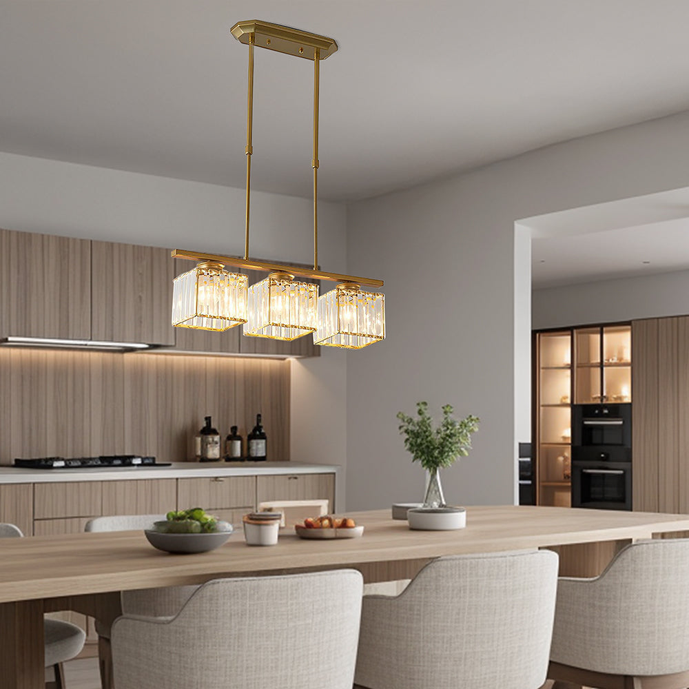 Pendant Light Multi Head Glass Island Light with Three or Four Lamps and E27 Base