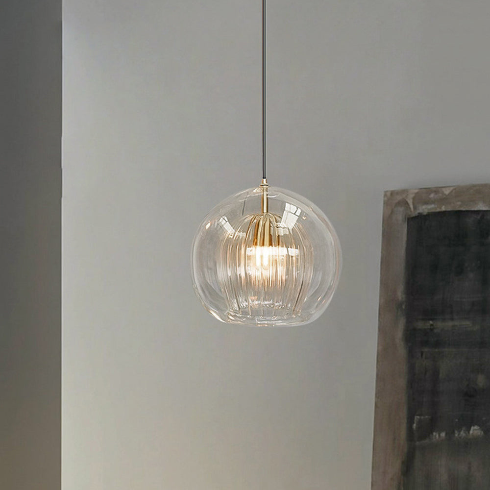 Glass Globe Pendant Light Clear or Amber Glass Pendant Lights with E27 Bulb Included