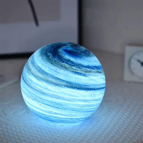 Glass Moon Table Lamp Modern Bedside Table Lamps with 16 Colors and Remote Control