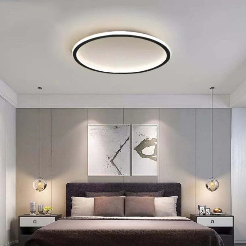 Flush Mount Ceiling Light Modern Round LED with Metal and Acrylic Shade for Indoors