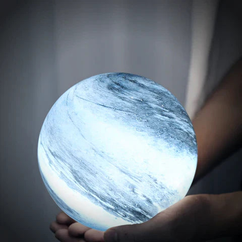Glass Moon Table Lamp Modern Bedside Table Lamps with 16 Colors and Remote Control