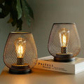 Portable Table Lamp Wireless LED Metal Bedroom Lamps with 300 Lumens Warm Light