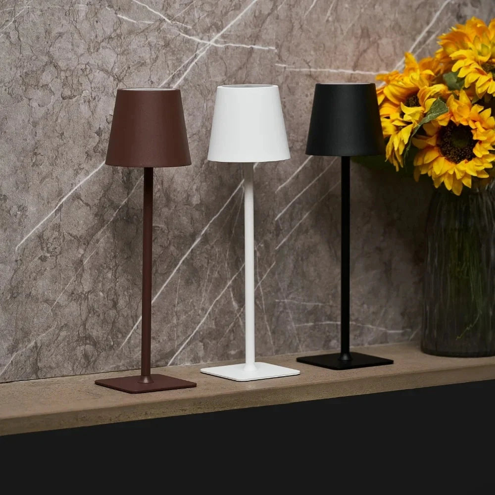 Table Lamp Tall Rechargeable LED Table Light with Touch Dimming and IP54 Rating