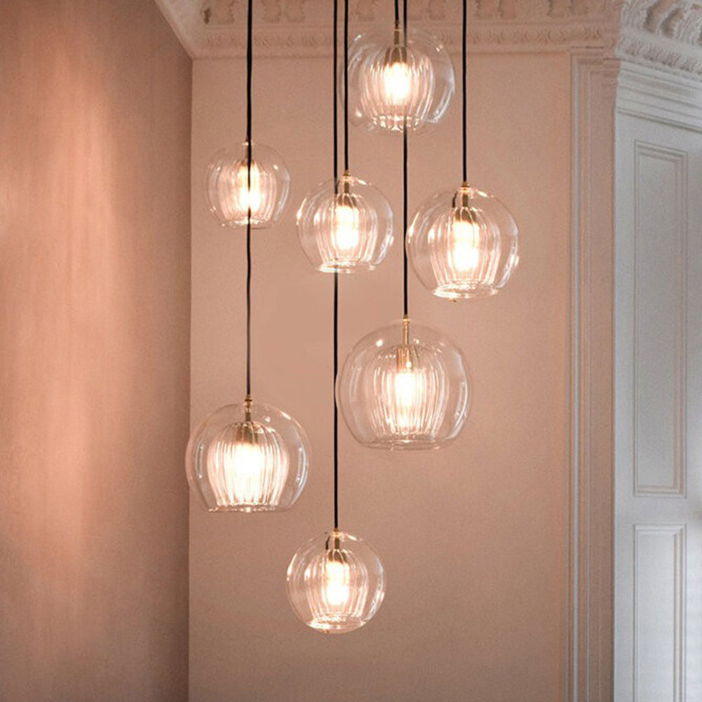 Glass Globe Pendant Light Clear or Amber Glass Pendant Lights with E27 Bulb Included