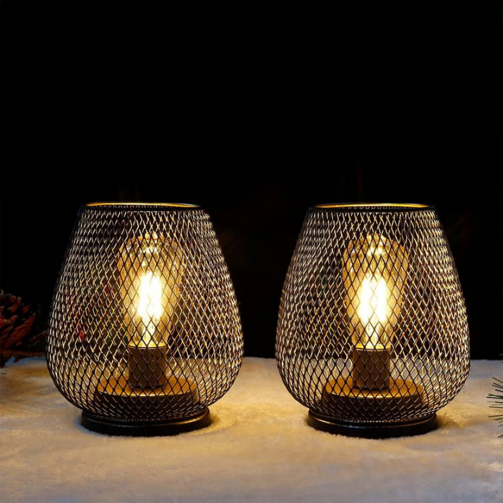 Portable Table Lamp Wireless LED Metal Bedroom Lamps with 300 Lumens Warm Light