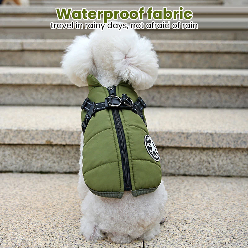 Waterproof Jacket for Dogs Insulated with Reflective Harness Function