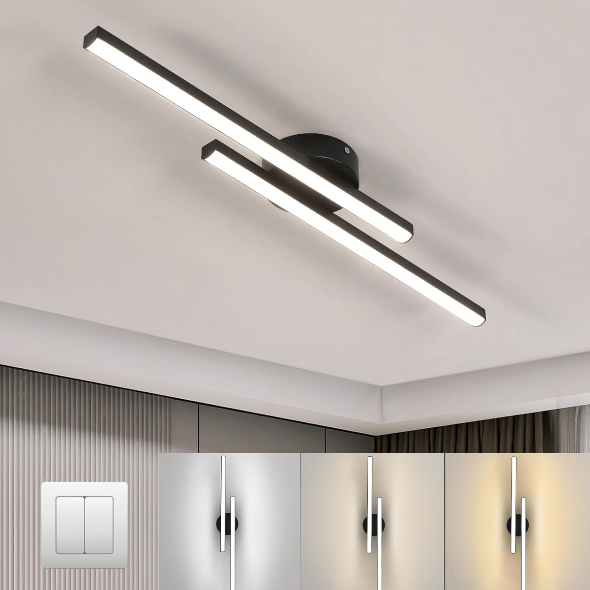 Flush Mount Ceiling Light Ultra Slim LED Linear Bedroom Ceiling Lights Only 4 cm Deep