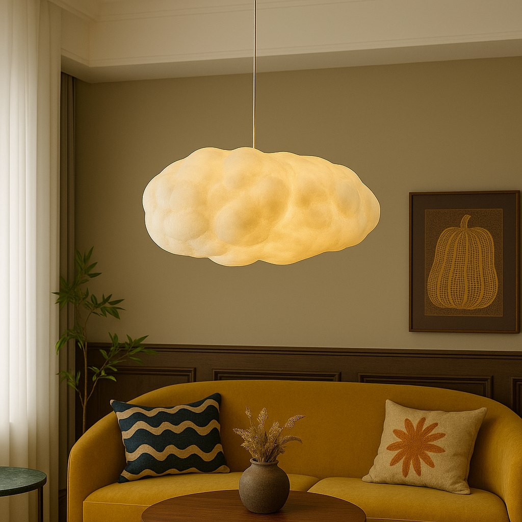 Pendant Light Cloud Shaped Hanging Lamp with E27 Base in Six Sizes from 30 to 80 cm