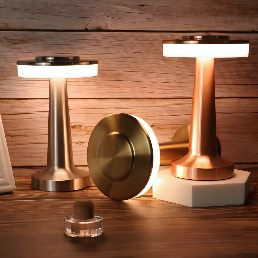 Portable Table Lamp Cordless Rechargeable Retro Table Lamp with Dimming and USB-C Charging