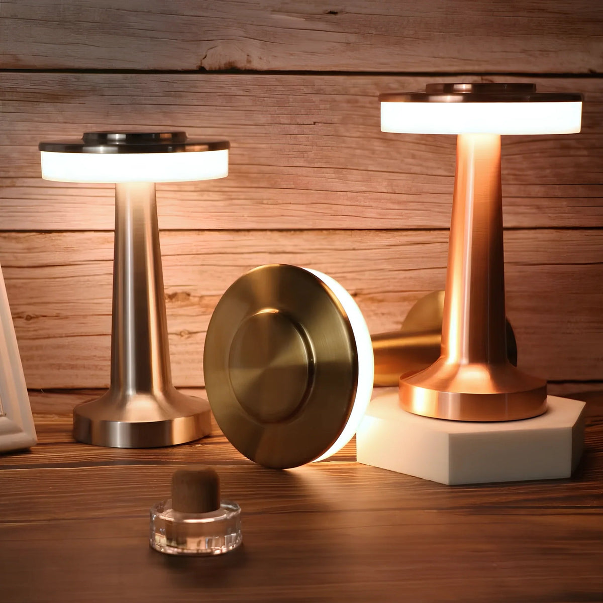 Portable Table Lamp Cordless Rechargeable Retro Table Lamp with Dimming and USB-C Charging
