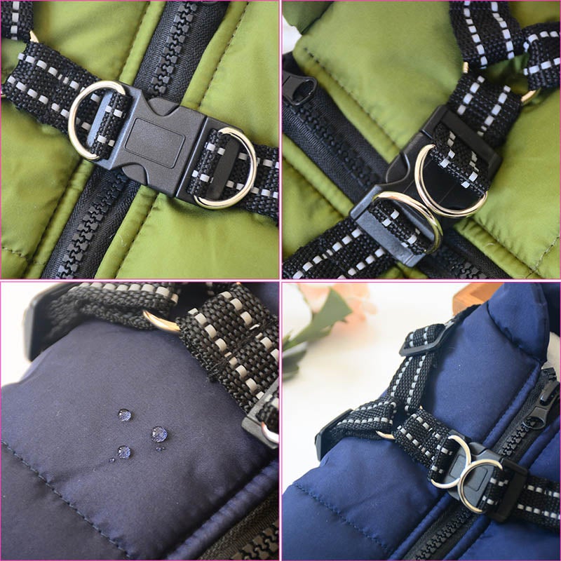 Waterproof Jacket for Dogs Insulated with Reflective Harness Function