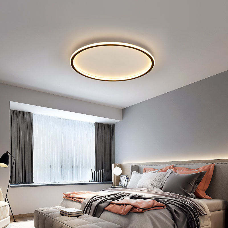Flush Mount Ceiling Light Modern Round LED with Metal and Acrylic Shade for Indoors
