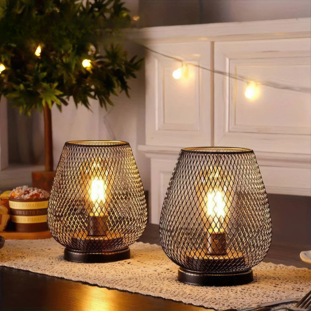 Portable Table Lamp Wireless LED Metal Bedroom Lamps with 300 Lumens Warm Light