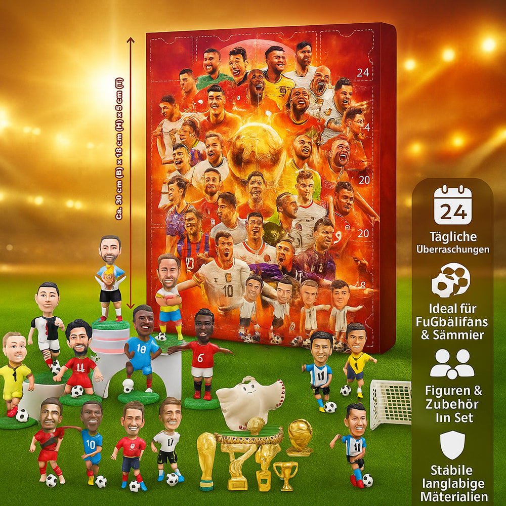 Advent Calendar Football Figures Collectable Set in Sturdy Card and Plastic
