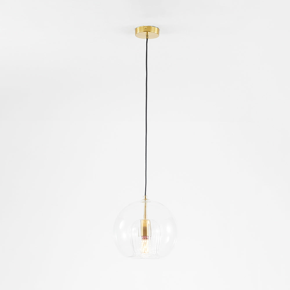 Glass Globe Pendant Light Clear or Amber Glass Pendant Lights with E27 Bulb Included