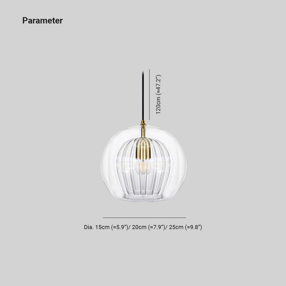 Glass Globe Pendant Light Clear or Amber Glass Pendant Lights with E27 Bulb Included