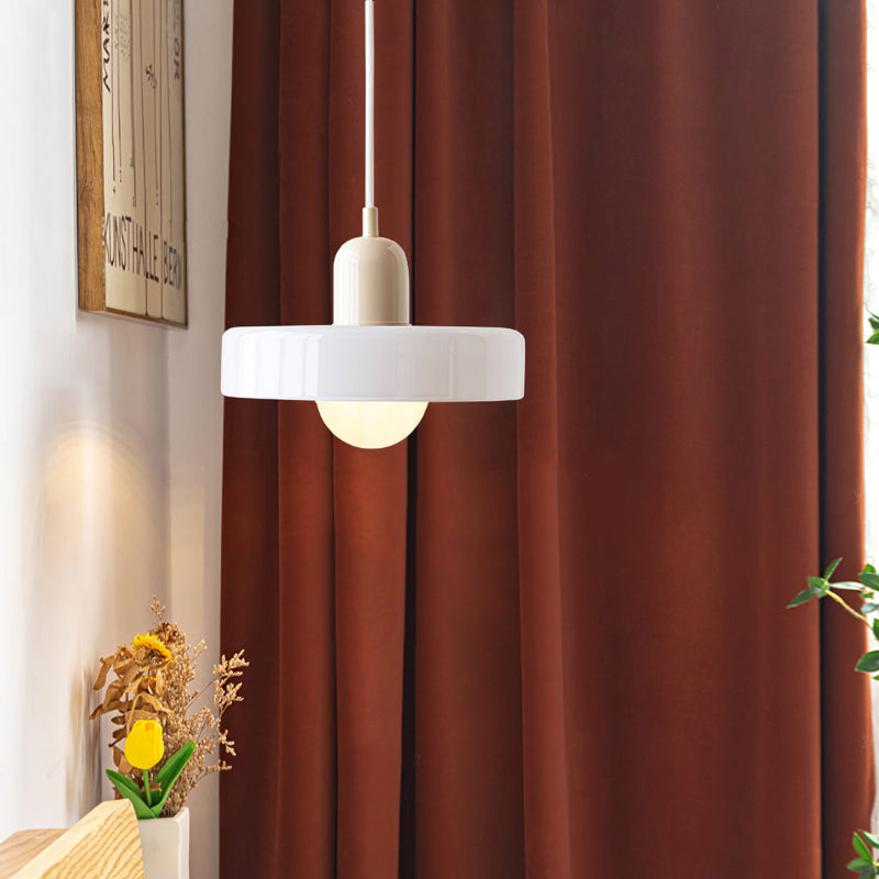 Glass Pendant Light Bauhaus Ring Shade Glass Lamp with Adjustable Cable to 150 cm