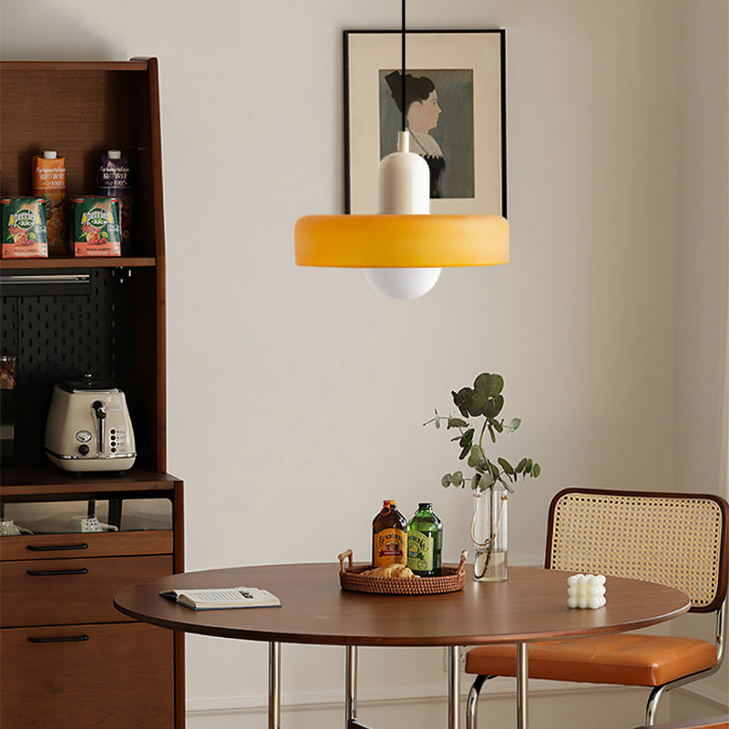 Glass Pendant Light Bauhaus Ring Shade Glass Lamp with Adjustable Cable to 150 cm