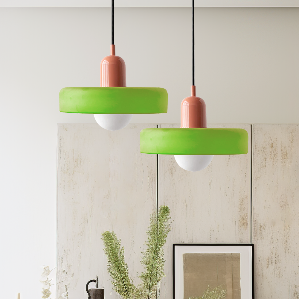 Glass Pendant Light Bauhaus Ring Shade Glass Lamp with Adjustable Cable to 150 cm