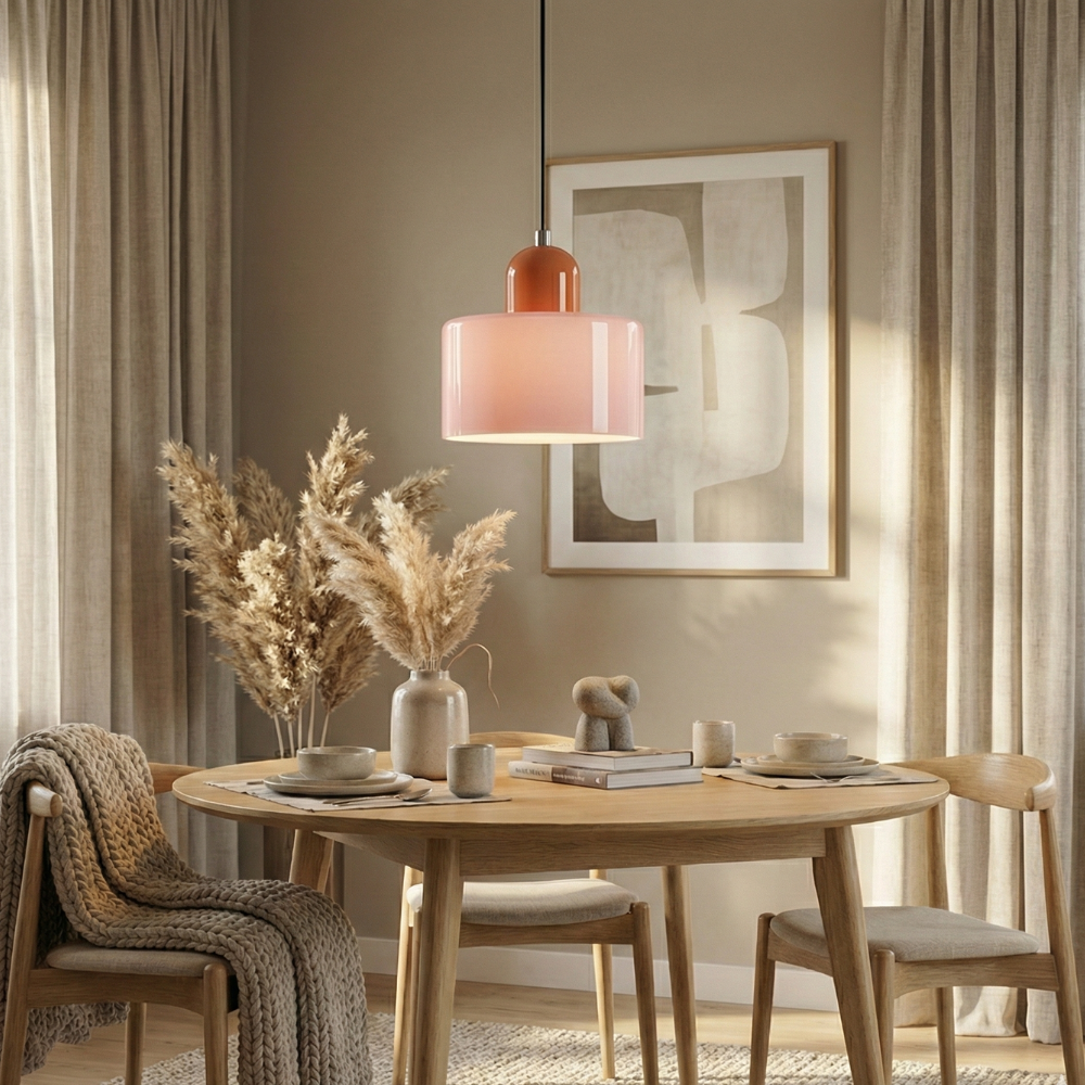Pendant Light Bauhaus Coloured Glass Hanging Lamp for Kitchen Island Lighting to 150 cm
