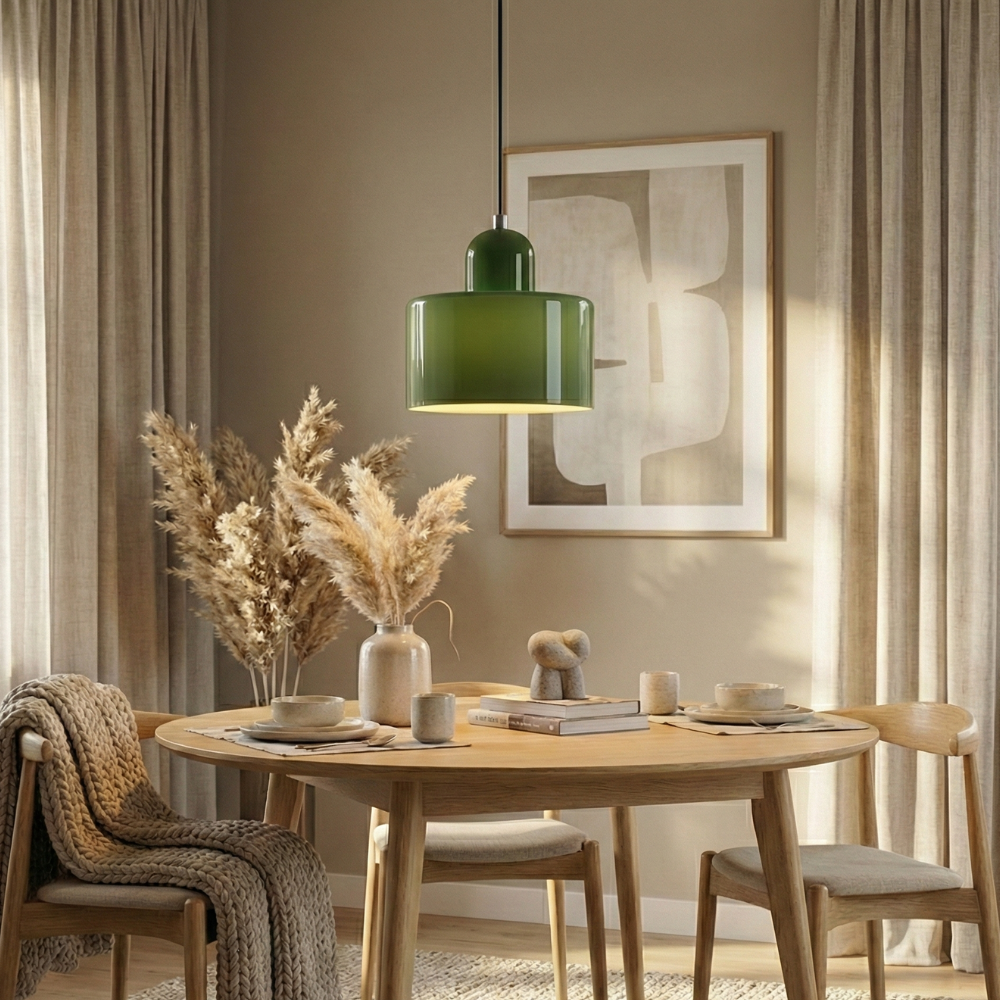 Pendant Light Bauhaus Coloured Glass Hanging Lamp for Kitchen Island Lighting to 150 cm