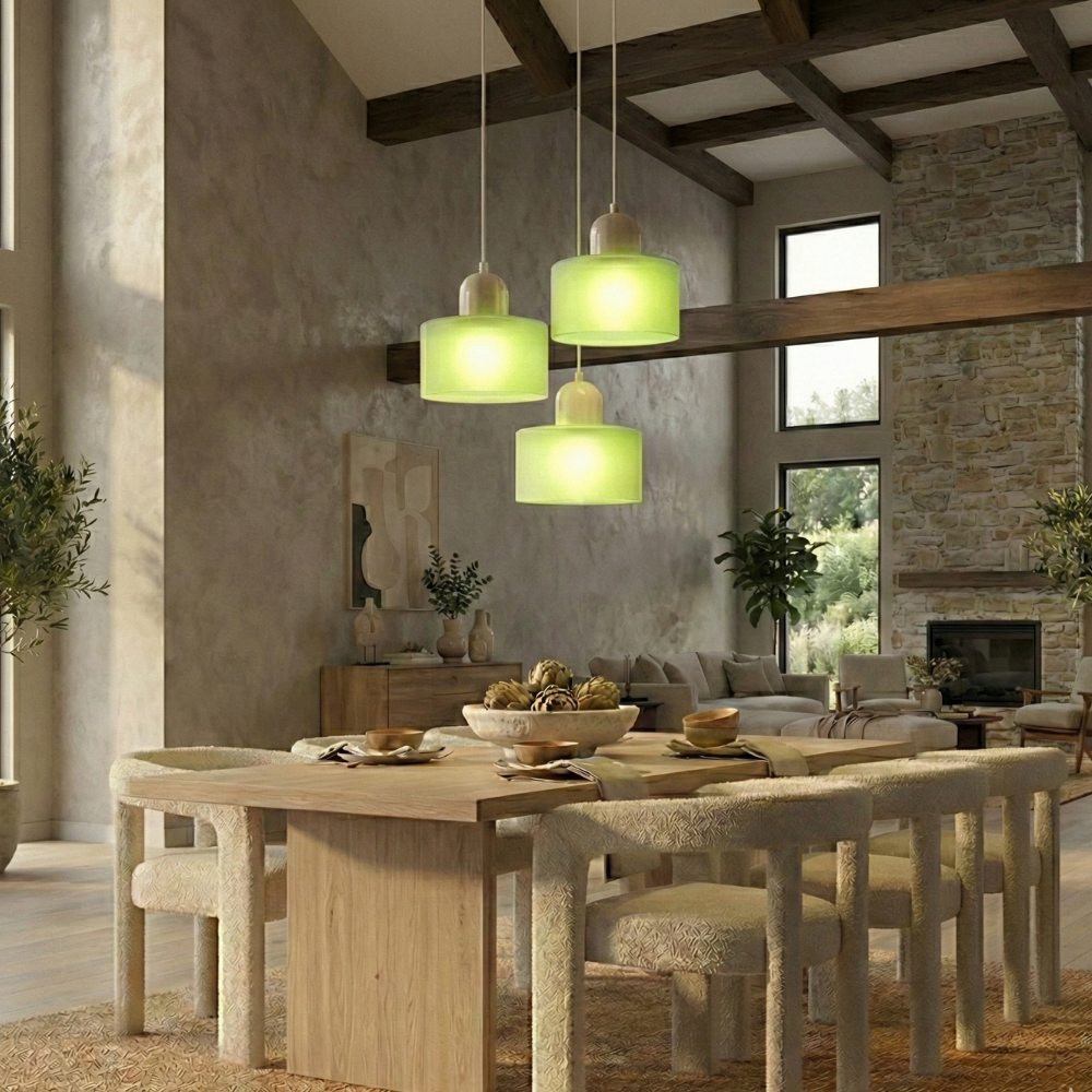 Pendant Light Bauhaus Coloured Glass Hanging Lamp for Kitchen Island Lighting to 150 cm