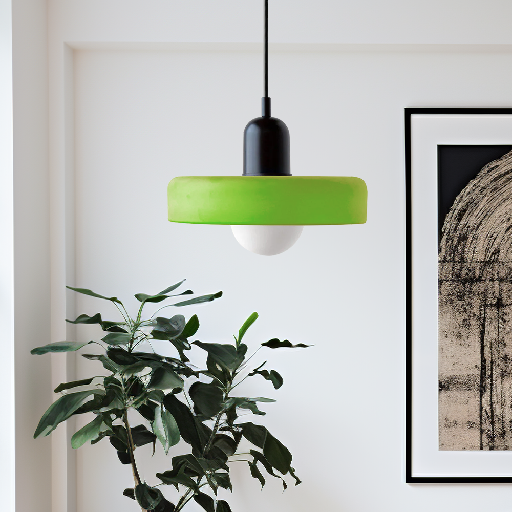 Glass Pendant Light Bauhaus Ring Shade Glass Lamp with Adjustable Cable to 150 cm