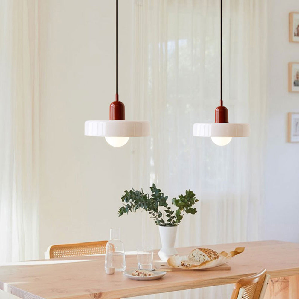 Glass Pendant Light Bauhaus Ring Shade Glass Lamp with Adjustable Cable to 150 cm