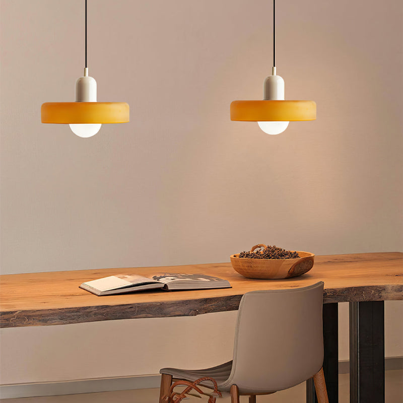 Glass Pendant Light Bauhaus Ring Shade Glass Lamp with Adjustable Cable to 150 cm