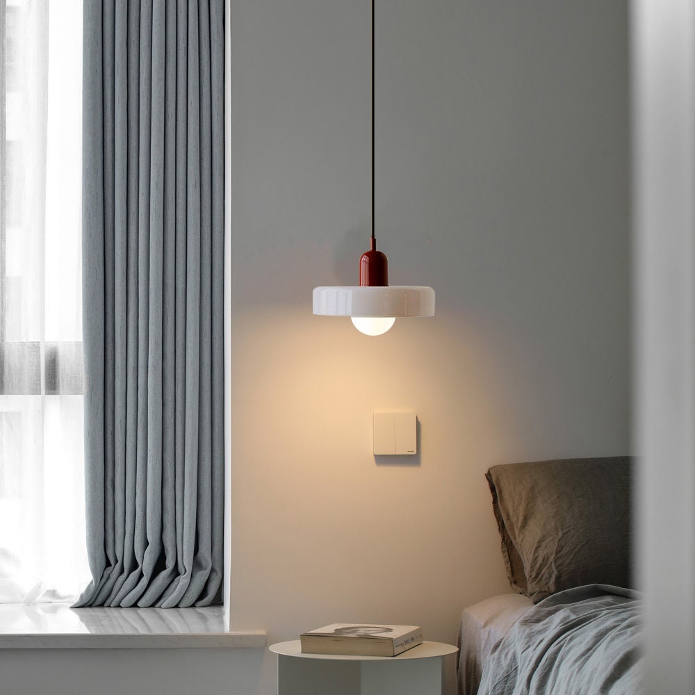 Glass Pendant Light Bauhaus Ring Shade Glass Lamp with Adjustable Cable to 150 cm
