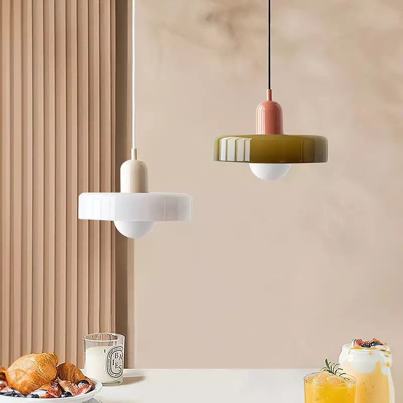 Glass Pendant Light Bauhaus Ring Shade Glass Lamp with Adjustable Cable to 150 cm