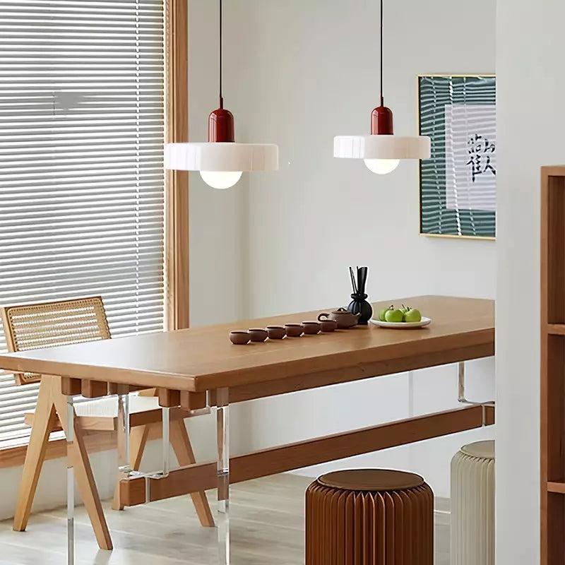 Glass Pendant Light Bauhaus Ring Shade Glass Lamp with Adjustable Cable to 150 cm