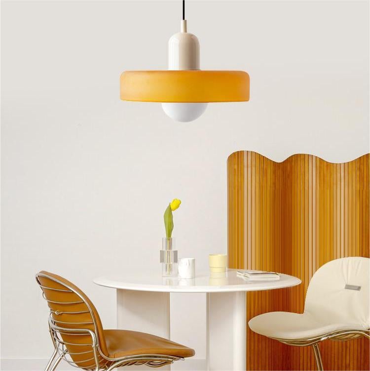 Glass Pendant Light Bauhaus Ring Shade Glass Lamp with Adjustable Cable to 150 cm