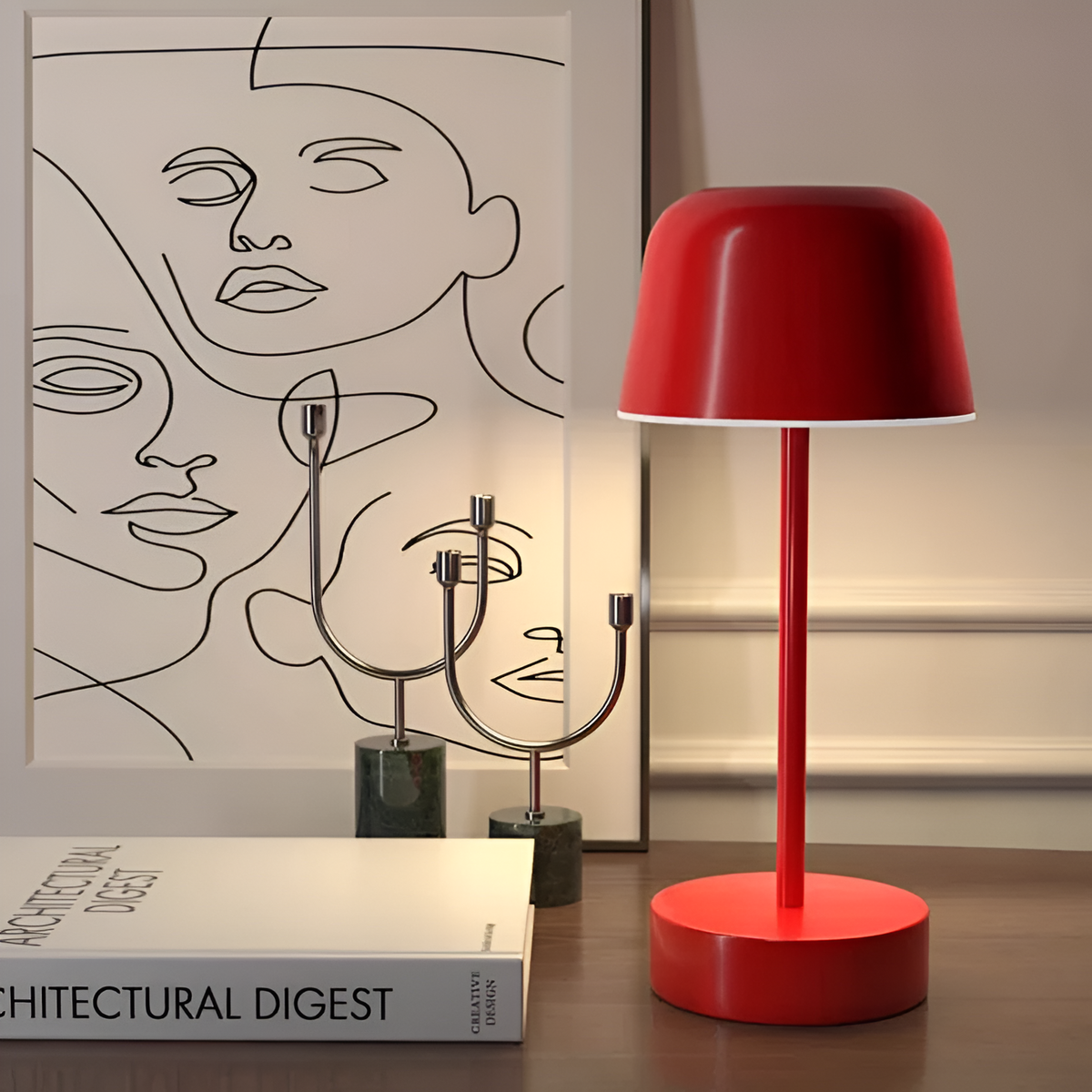 Cordless Table Lamp Retro LED Rechargeable Mood Lamp with 12 Hours Run Time