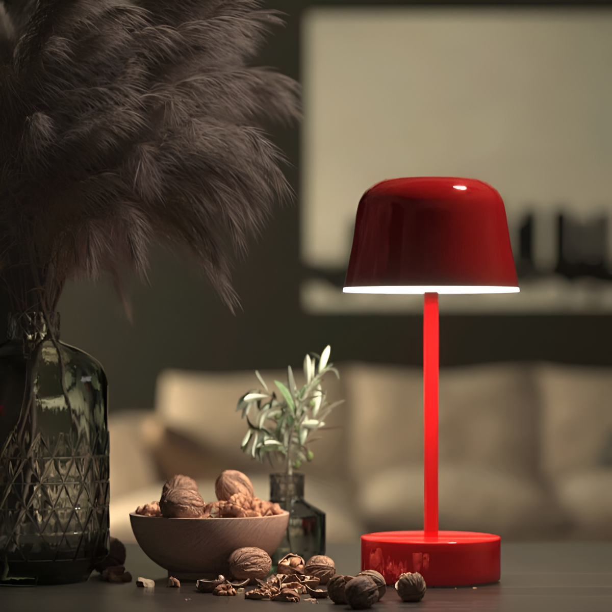 Cordless Table Lamp Retro LED Rechargeable Mood Lamp with 12 Hours Run Time