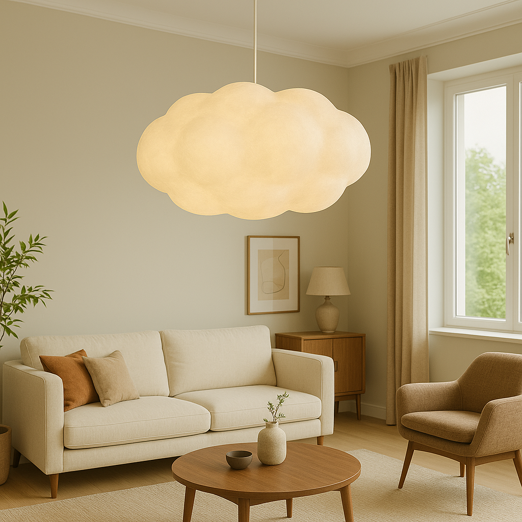 Pendant Light Cloud Shaped Hanging Lamp with E27 Base in Six Sizes from 30 to 80 cm