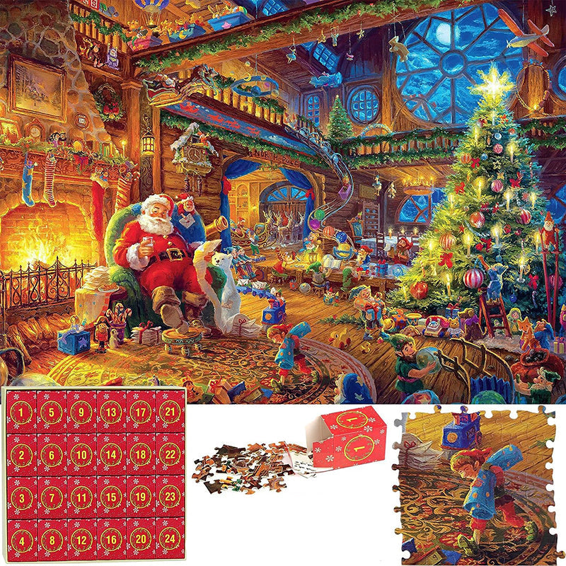 Advent Calendar Jigsaw Puzzle 1008 Pieces Building a Santa Workshop Scene