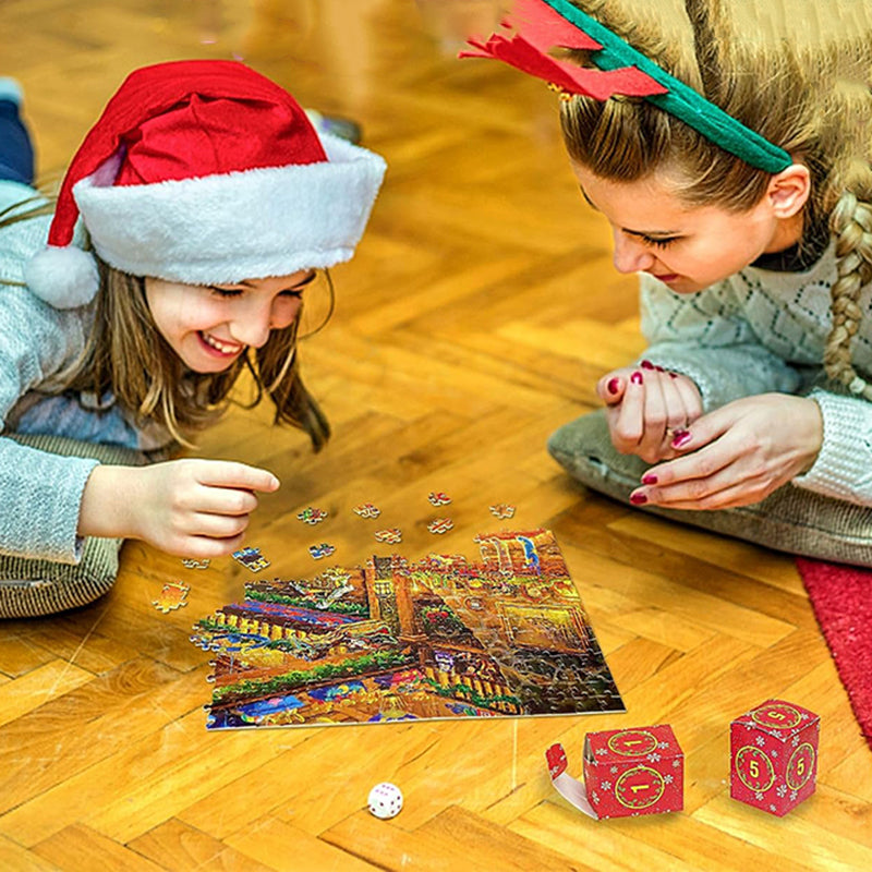 Advent Calendar Jigsaw Puzzle 1008 Pieces Building a Santa Workshop Scene