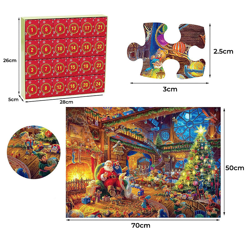 Advent Calendar Jigsaw Puzzle 1008 Pieces Building a Santa Workshop Scene