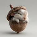 Christmas Ornaments Plush Animals in Soft Acorn Shells for Tree or Mantel